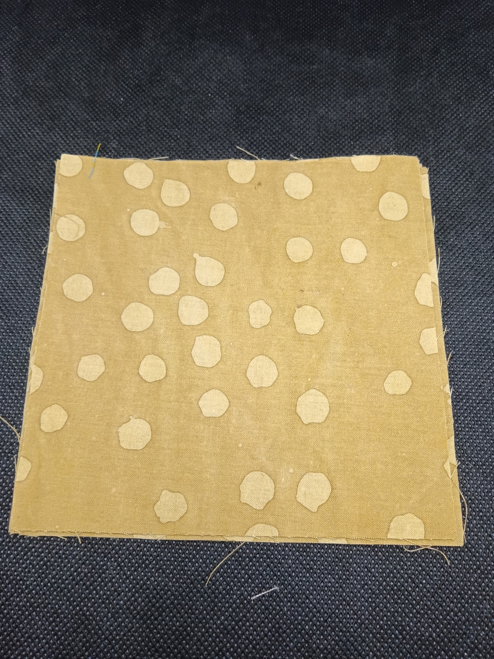 5 4.75 Inch Batik Polka Dot Cotton Squares in Mustard